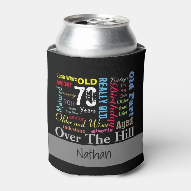 70th Happy BIrthday in a Graffiti Style Can Cooler (Can Front)