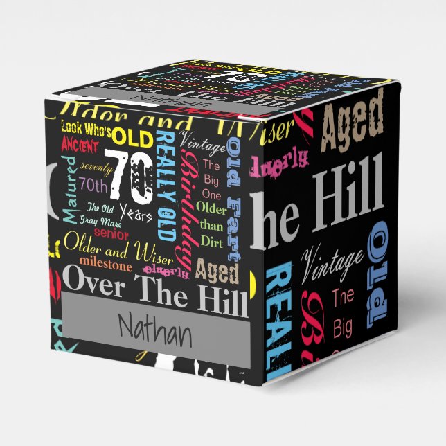 70th Happy BIrthday in a Graffiti Style Favor Boxes (Front Side)
