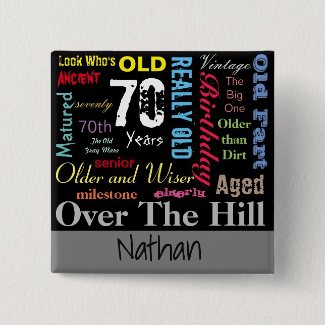 70th Happy BIrthday in a Graffiti Style Pinback Button (Front)