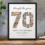 70th Happy Birthday Photo Collage Poster<br><div class="desc">Looking for a special way to honor someone turning seventy? This customizable happy 70th birthday poster collects meaningful photos that make up the number seventy. The sentimental 'through the years' title adds a heartfelt touch,  and you can personalize the text for that unique gift.</div>