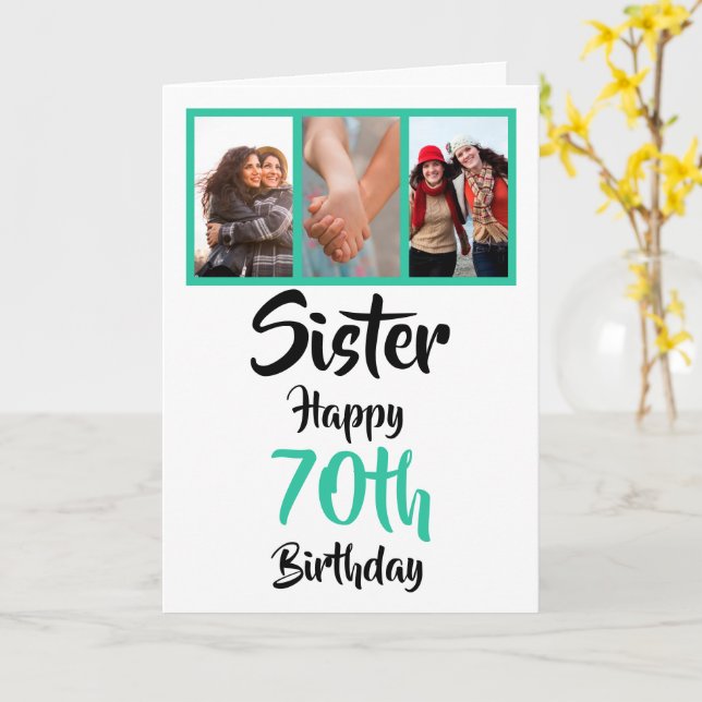 Sottobicchiere Lucido 'Happy 70th Birthday Sister' - MDF Rigido 9x9 Cm, Facile Da Pulire, Regalo Per Sorella