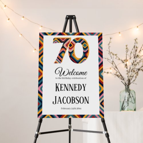 70th hippie retro groovy funky birthday welcome foam board