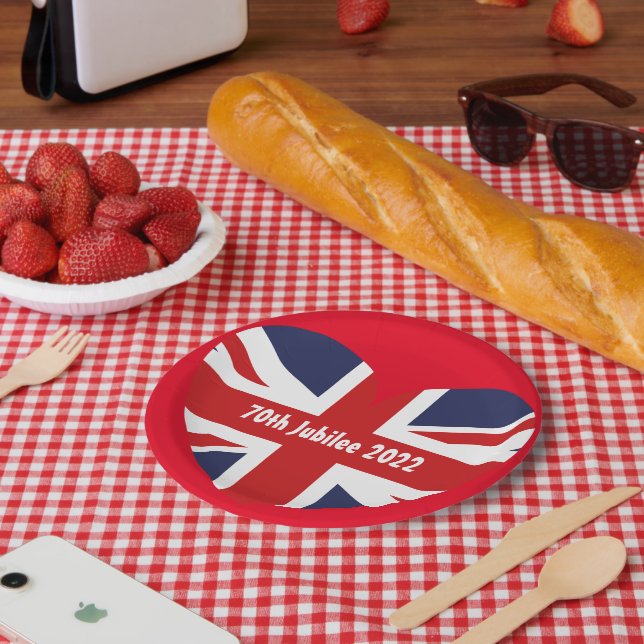 70th Jubilee 2022 England Flag Paper Plates (Picnic)