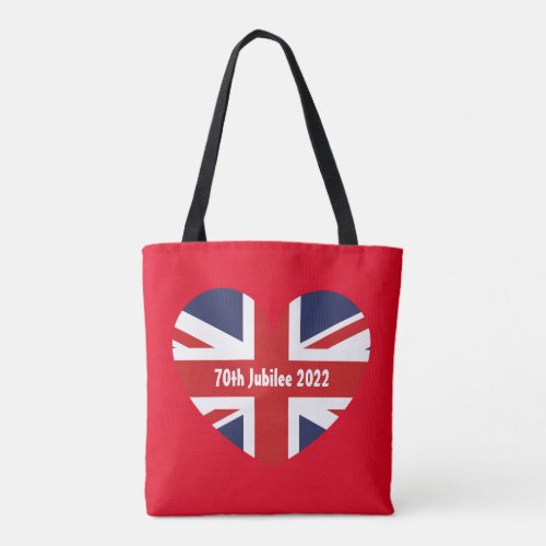 70th Jubilee 2022 Red British Flag Tote Bag