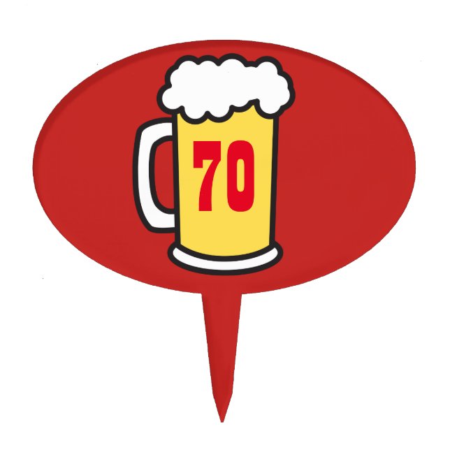 70th Milestone Birthday Party Beer Cake Topper (Front)