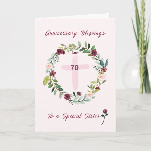70th Nun Religious Sister Anniversary Blessings Card