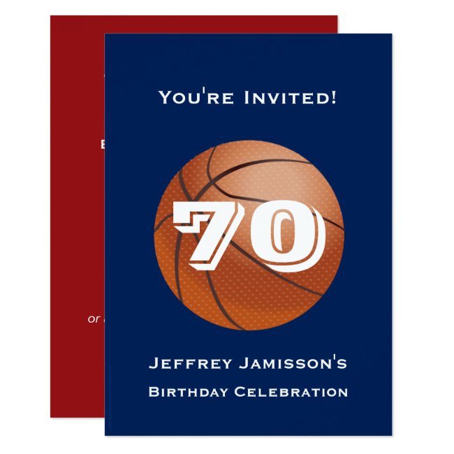 70th or 75th Birthday Party Invitation Basketball