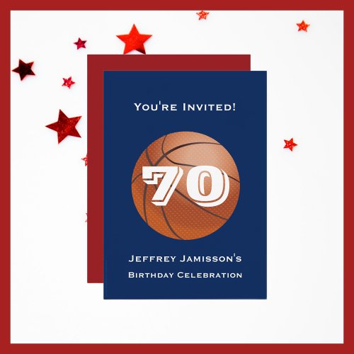 70th or 75th Birthday Party Invitation Basketball