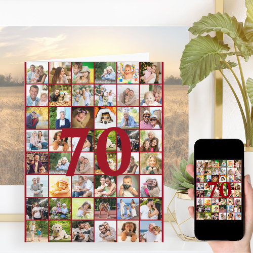 70th or Any Age Photo Collage Big Birthday Card