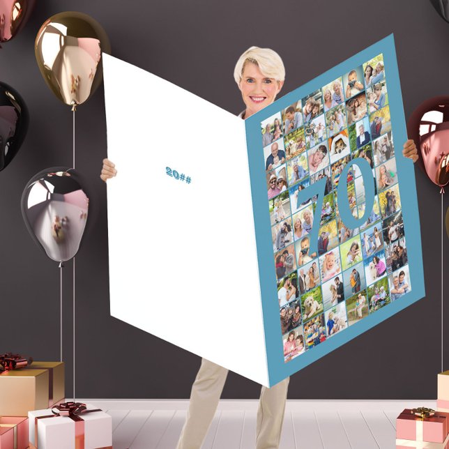 70th or Any Age Photo Collage Giant Birthday Card (Creator Uploaded)