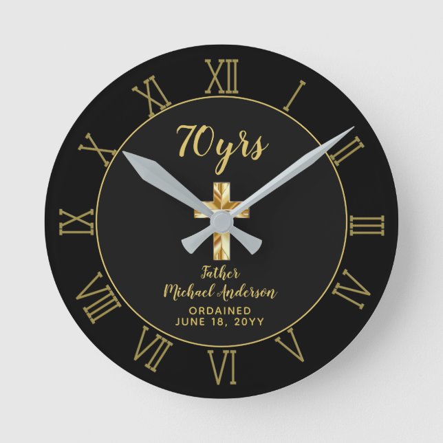 70th Ordination Anniversary Priest Golden Jubilee Round Clock (Front)