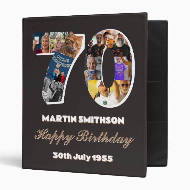 70th photo album 70 years old birthday photos 3 ring binder (Front/Inside)