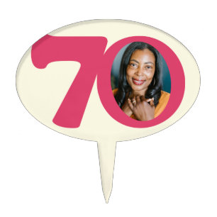 70th photo fun hot pink birthday cake topper