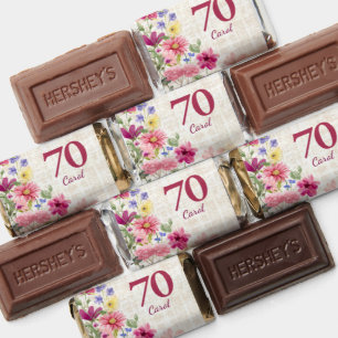 70th Pink Wildflower Linen Miniature Chocolates Hershey's Miniatures