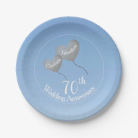 70th platinum anniversary heart balloons