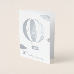70th platinum hot air balloon wedding anniversary foil card