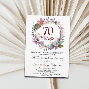 70th Platinum Surprise Wedding Anniversary Floral Invitation