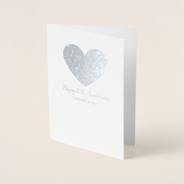 70th Platinum Wedding Anniversary card with heart (Front)