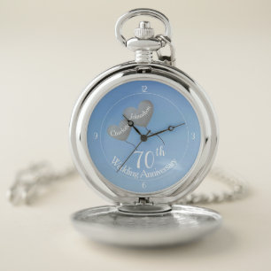70th Platinum Wedding Anniversary husband balloon Pocket Watch