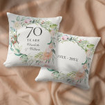 70th Platinum Wedding Anniversary Roses Floral Throw Pillow<br><div class="desc">Featuring a delicate watercolor floral garland,  this chic botanical 70th wedding anniversary keepsake pillow can be personalised with your special anniversary information in elegant text. Designed by Thisisnotme©</div>