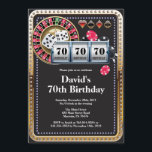 70th Poker Playing Card Casino Birthday Invitation<br><div class="desc">Poker Playing Card Casino Gold birthday invitation. Casino theme gold glitter invite,  18th 20th 21st 30th 40th 50th 60th 70th 80th 90th 100th,  Any age. For further customization,  please click the "Customize it" button and use our design tool to modify this template.</div>