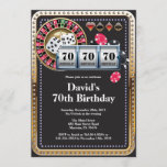 70th Poker Playing Card Casino Birthday Invitation<br><div class="desc">Poker Playing Card Casino Gold birthday invitation. Casino theme gold glitter invite,  18th 20th 21st 30th 40th 50th 60th 70th 80th 90th 100th,  Any age. For further customization,  please click the "Customize it" button and use our design tool to modify this template.</div>