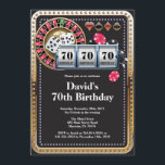 70th Poker Playing Card Casino Birthday Invitation<br><div class="desc">Poker Playing Card Casino Gold birthday invitation. Casino theme gold glitter invite,  18th 20th 21st 30th 40th 50th 60th 70th 80th 90th 100th,  Any age. For further customization,  please click the "Customize it" button and use our design tool to modify this template.</div>