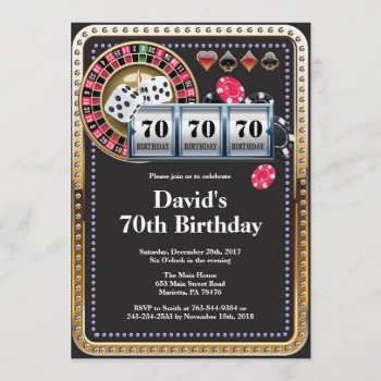 70th Poker Playing Card Casino Birthday Invitation by Happyappleshop at Zazzle