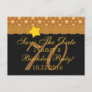 70th Save the Date Birthday Gold Black Lace A2 Announcement Postcard
