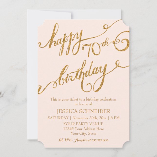 70th, Seventieth Birthday Party Ticket Celebration Invitation (Front)
