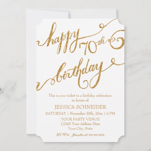 70th Seventieth Birthday Party Ticket Celebration Invitation