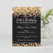 70th Surprise Birthday Party Gold Lights Invitation (Standing Front)