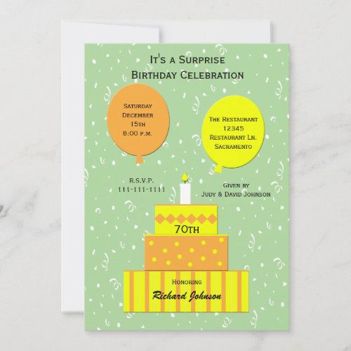 70th Surprise Birthday Party Invitation