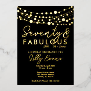 70th surprise birthday party invitation elegant foil invitation