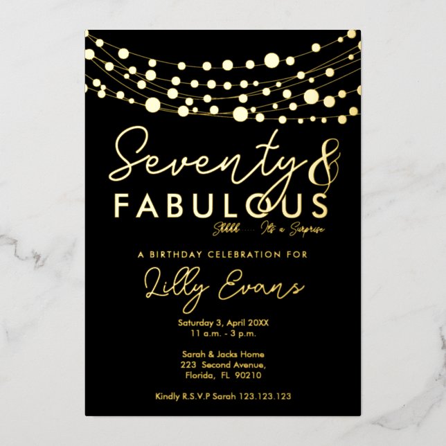 70th surprise birthday party invitation elegant  foil invitation (Front)