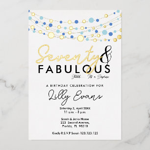 70th surprise birthday party invitation elegant  foil invitation