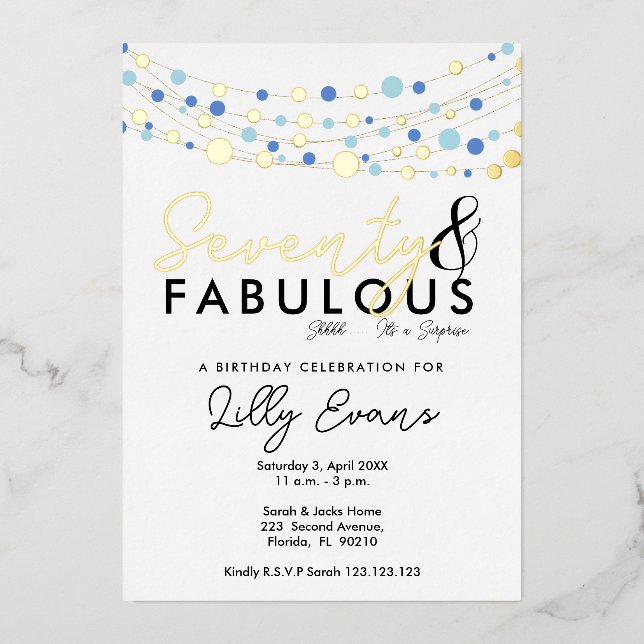 70th surprise birthday party invitation elegant  foil invitation (Front)