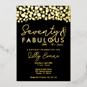 70th surprise birthday party invitation elegant  foil invitation