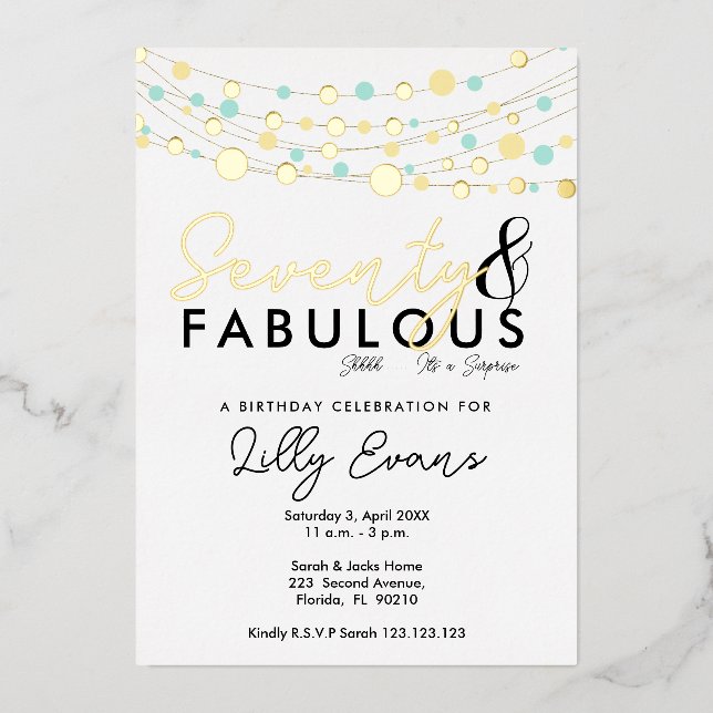 70th surprise birthday party invitation elegant  foil invitation (Front)
