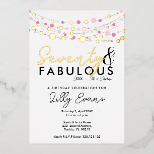 70th surprise birthday party invitation elegant foil invitation