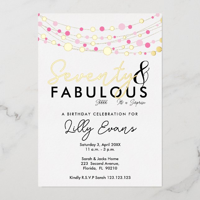 70th surprise birthday party invitation elegant  foil invitation (Front)
