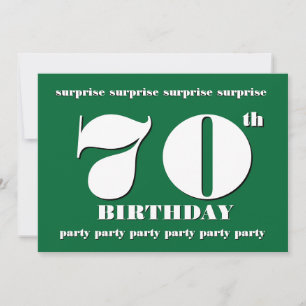 70th SURPRISE Birthday Party Invitation - GREEN