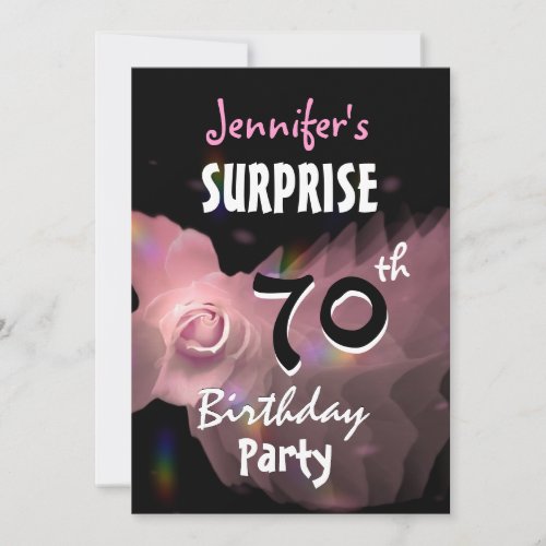 70th SURPRISE Birthday Party Invitation Pink Rose