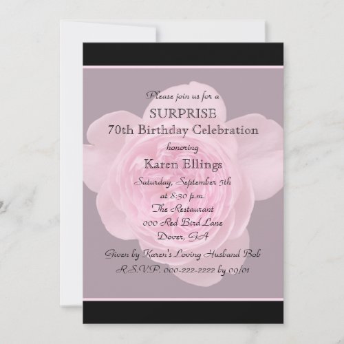 70th Surprise Birthday Party Invitation Rose