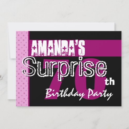 70th Surprise Birthday Party Pink Pattern Template
