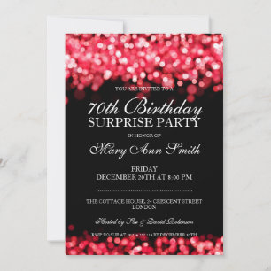 70th Surprise Birthday Party Red Lights Invitation