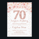 70th Surprise Birthday Party - White Rose Gold Invitation<br><div class="desc">70th Birthday Party Invitation.
Elegant design in faux glitter rose gold and white. Features watercolor blush pink roses,  confetti and diamonds. Perfect for a glam celebration.</div>