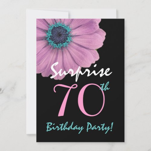 70th Surprise Birthday Pretty Pink Daisy Custom Invite