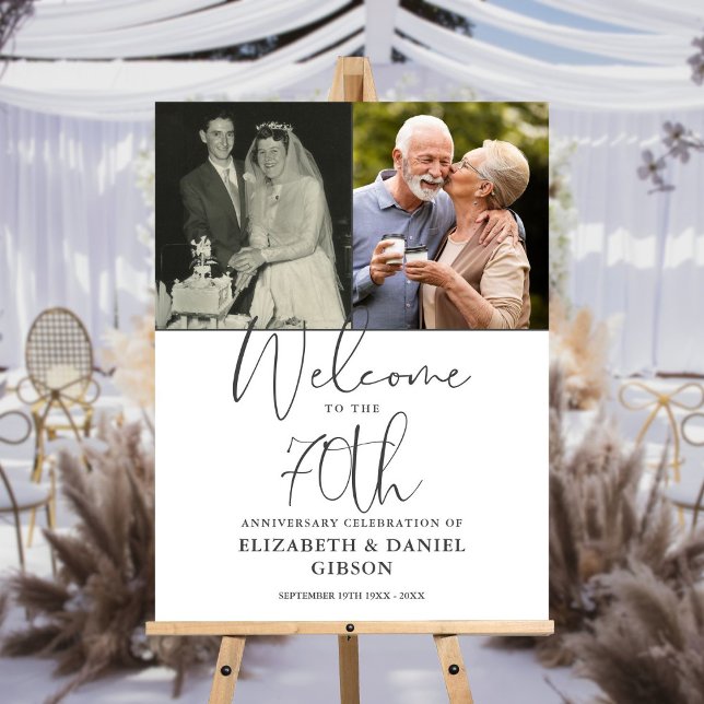 70th Wedding Anniversary 2 Photo Welcome Sign (70th Wedding Anniversary 2 Photo Welcome Sign)