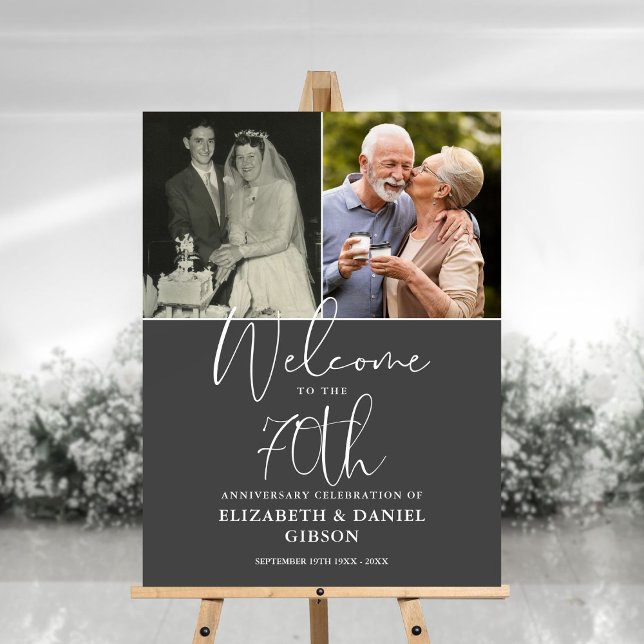 70th Wedding Anniversary 2 Photo Welcome Sign (70th Wedding Anniversary 2 Photo Welcome Sign)